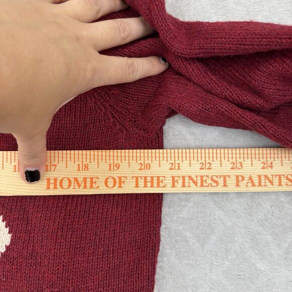 Vtg Holiday Sweater Womens L Red Full Zip Christmas Winter Bird Cardinal Grandma - Picture 8 of 11